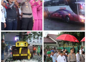 AKBP RIO Lepas Keberangkatan Mudik Gratis Dilanjutkan Pemusnahan Miras dan Knalpot Brong