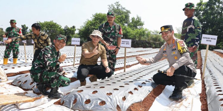 Tanam Bawang Bareng Dandim, Menteri AHY Ajak Berkontribusi Untuk Ketahanan Pangan