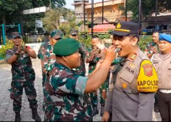 HUT TNI ke 79, AKP Aulia Roby Berikan ini pada Danramil Gunung Putri