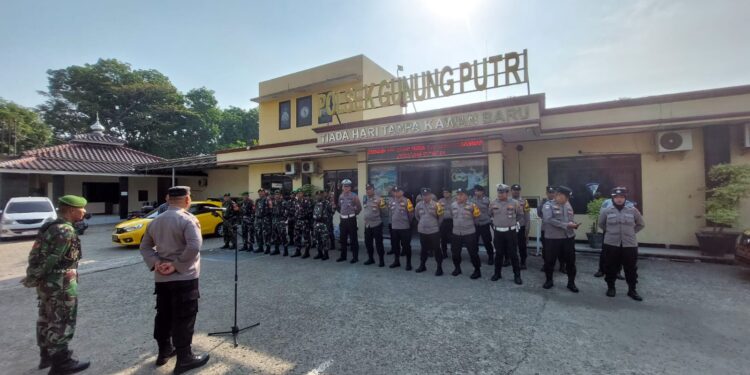 Jelang Pelantikan Presiden dan Wakil Presiden Terpilih, Polsek Gunung Putri Bersama Koramil 0621-05 gelar Apel Gabungan