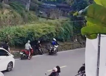 Viral Video Petugas Patwal Diduga Pepet Pengendara Motor di Puncak Sampai Jatuh