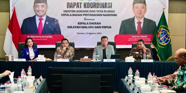 Rakor di Maluku Utara, Menteri Nusron Tekankan Pentingnya Dukungan Pemda dalam Pembuatan Sertipikat Tanah