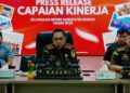Kepala Kejaksaan Negeri Kabupaten Bogor Denny Achmad saat memaparkan capaian kinerja institusi sepanjang tahun 2025.