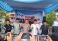 Kapolres Bogor AKBP Wikha Ardilestanto saat rilis akhir tahun dan pemusnahan miras di depan Aula Sanika Satyawada.