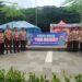 Anggota Satuan Giat Pramuka Peduli Kwartir Ranting Cileungsi saat bertugas di Pos Pengamanan Metland Transyogi.