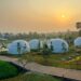 Suasana glamping estetik di Lenira Smart Home & Glamping Cijeruk dengan pemandangan alam asri