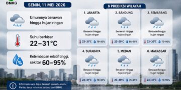 ‎BMKG: Bogor Berpotensi Diguyur Hujan Ringan pada Senin, 11 Mei 2026