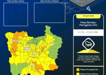 ‎BMKG: Bogor Berpotensi Diguyur Hujan Lebat pada Sabtu 16 Mei 2026