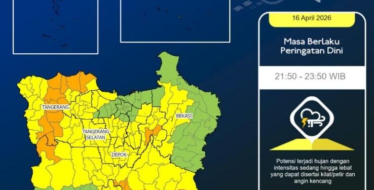 ‎BMKG: Bogor Berpotensi Diguyur Hujan Lebat pada Sabtu 16 Mei 2026