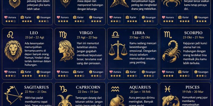 Ramalan Singkat 12 Zodiak, Kamis 21 Mei 2026.