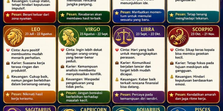 Ramalan Zodiak Lengkap Senin, 15 Juni 2026 ✨
