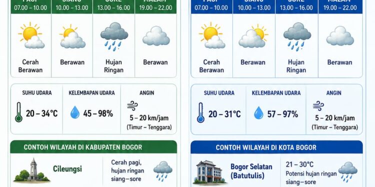 Prakiraan Cuaca Bogor Jumat 12 Juni 2026: Siang hingga Sore Berpotensi Hujan