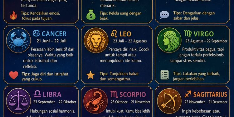 Ramalan Zodiak Jumat, 5 Juni 2026