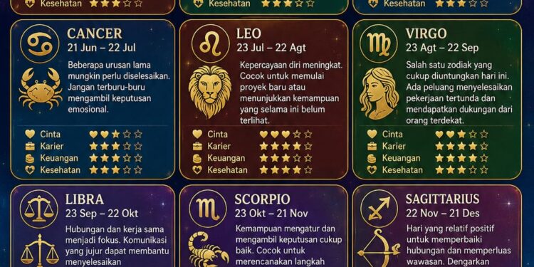 Ramalan Zodiak Rabu, 3 Juni 2026