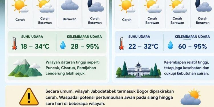 ‎Cuaca Bogor Diprakirakan Cerah Berawan pada 11 Juli 2026