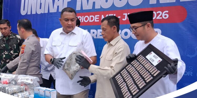 Hadiri Konferensi Pers Pengungkapan Peredaran Narkoba, Rudy Susmanto Apresiasi Polres Bogor dan Berterima Kasih pada Media