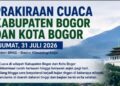 Bogor Berpotensi Diguyur Hujan pada Jumat Siang hingga Sore