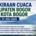 Bogor Berpotensi Diguyur Hujan pada Jumat Siang hingga Sore