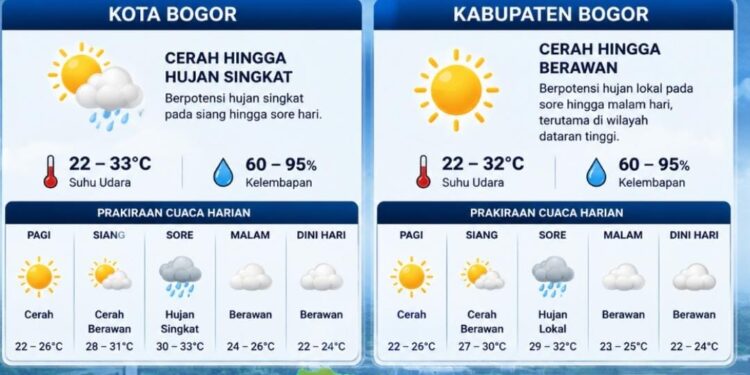 Bogor Berpotensi Diguyur Hujan pada Sabtu 4 Juli 2026