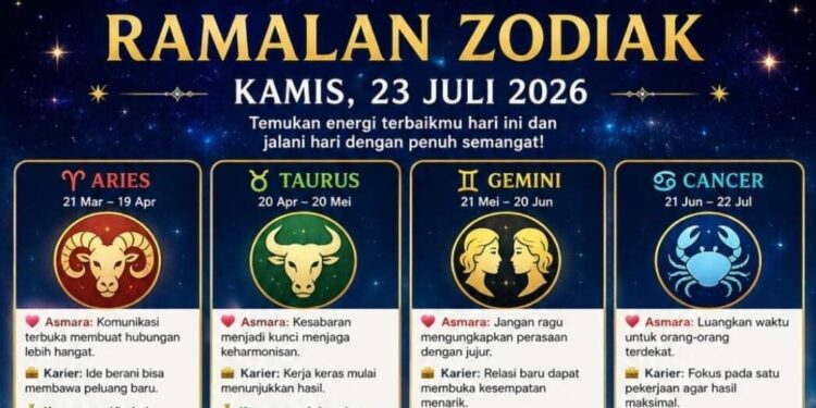 Ramalan Zodiak Kamis 23 Juli 2026: Leo, Taurus, & Libra Hoki