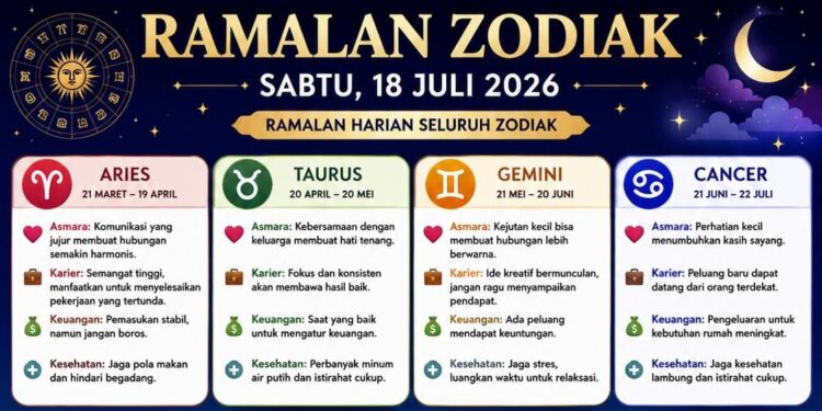 Ramalan Zodiak Sabtu 18 Juli 2026: Cek Peluang Finansialmu