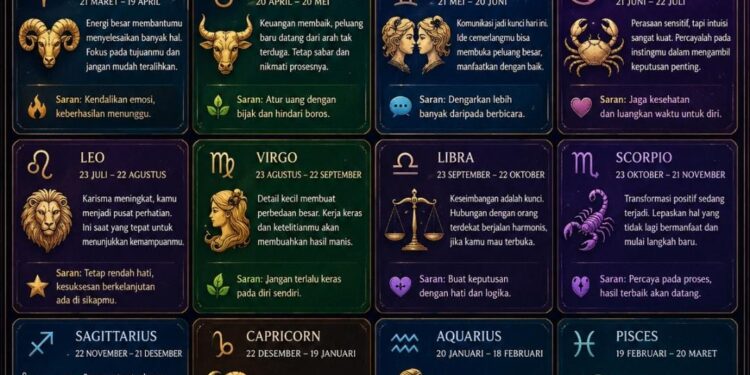 Ramalan Zodiak Jumat, 3 Juli 2026