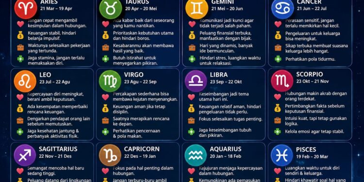 ‎Zodiak Minggu 30 Agustus 2026: Urusan Cinta, Keuangan, dan Suasana Hati