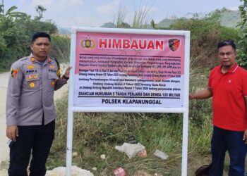 Polsek Klapanunggal Pasang Papan Imbauan di Lokasi Galian C, Ingatkan Penambang Patuhi Ketentuan Perizinan