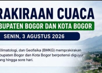 Bogor Berpotensi Diguyur Hujan pada Senin 3 Agustus 2026