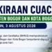 Bogor Berpotensi Diguyur Hujan pada Senin 3 Agustus 2026