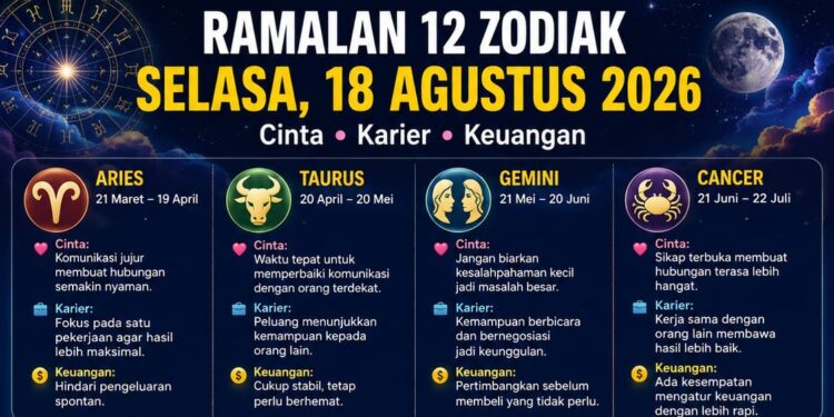 Ramalan Zodiak Selasa 18 Agustus 2026: Simak Peruntungan Karier, Keuangan, dan Asmaramu