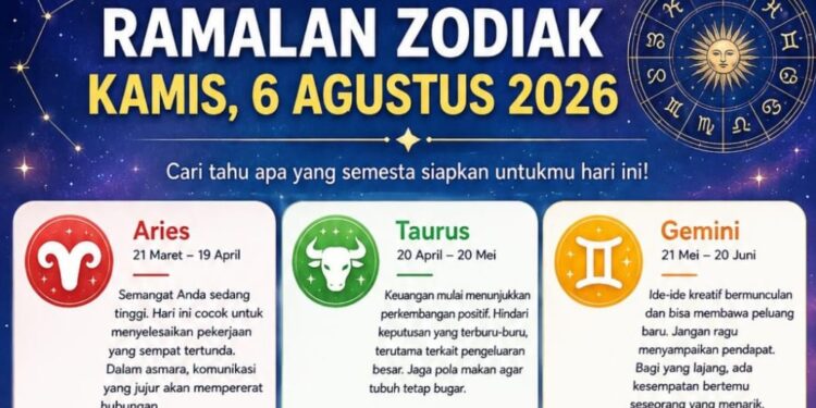 Ramalan Zodiak Kamis 6 Agustu 2026: Cek Karier, Asmara & Keuanganmu